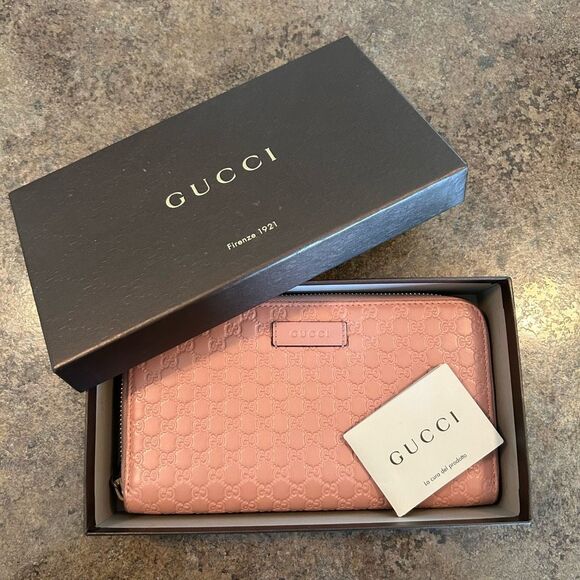 Gucci Micro Guccissima Long Wallet Leather Pink with BOX - Picture 1 of 16